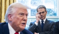 Treasury Secretary Scott Bessent listens as President Donald Trump speaks in the Oval Office at the White House on April 9. (Photo by Jabin Botsford/The Washington Post)

