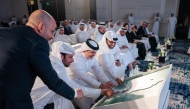 Minister of Environment and Climate Change H E Dr. Abdullah bin Abdulaziz bin Turki Al Subaie and Minister of Municipality H E Abdullah bin Hamad bin Abdullah Al Attiyah with other officials during the launch of National Biodiversity Database.
