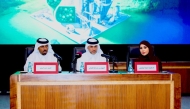 Assistant Undersecretary for Public Services Affairs, Eng. Abdullah Al-Karani (centre) and other officials during a press conference yesterday. 
