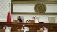 Speaker H E Hassan bin Abdullah Al Ghanim chairing the Shura Council's weekly session yesterday.