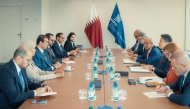 Minister of State for Foreign Trade Affairs H E Dr. Ahmed bin Mohammed Al-Sayed and Director General of the World Intellectual Property Organization H E Daren Tang with other officials during the meeting.
