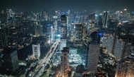 A general view of the city from an observatory deck claimed to be Indonesia's highest, at the Thamrin Nine building in Jakarta on July 24, 2025. (Photo by Yasuyoshi CHIBA / AFP)
