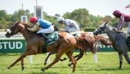 RB Mary Lylah (front) with Olivier d’Andigne in the saddle race to the finish line. 