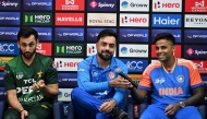 Pakistan cricket team captain Salman Agha (L) Afghanistan team captain Rashid Khan(C) and India captain Surya Kumar Yadhav attend a press conference of the DP World Asia Cup 2025, at Dubai International Cricket Stadium on September 9, 2025. (Photo by Sajjad Hussain / AFP)