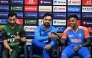 Pakistan cricket team captain Salman Agha (L) Afghanistan team captain Rashid Khan(C) and India captain Surya Kumar Yadhav attend a press conference of the DP World Asia Cup 2025, at Dubai International Cricket Stadium on September 9, 2025. (Photo by Sajjad Hussain / AFP)