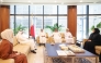 Undersecretary of the Ministry of Education and Higher Education H E Ibrahim bin Saleh Al Nuaimi with members of the GCC delegation during a meeting. 