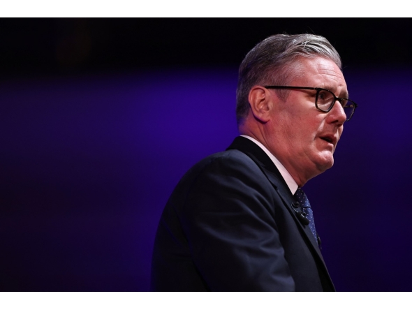 Britain's Prime Minister Keir Starmer delivers a speech during the 2025 Global Progress Action Summit in central London on September 26, 2025. Photo by HENRY NICHOLLS / AFP