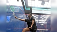 Egypt's Mostafa Asal in action against Frenchman Gregoire Marche.
