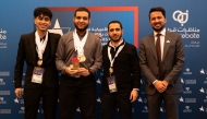 A group of winners of the debating contest. 