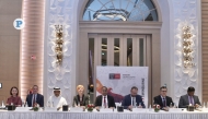Ambassador of Australia to Qatar H E Shane Flanagan (second left); Vice-Chairman of BUC, Dr. Hassan Al-Derham (third left); Vice-Chancellor and President of Swinburne University of Technology, Professor Pascale Quester (fourth left); and other officials at the press conference yesterday. Pics: Ahmed Barakat / The Peninsula