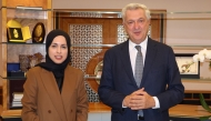 Qatar's Permanent Representative to UN H E Sheikha Alya Ahmed bin Saif Al-Thani with UN High Commissioner for Refugees H E Filippo Grandi.
