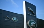 Jaguar Land Rover signage is seen on a dealership in Tonbridge south-east of London on September 29, 2025. Photo by Ben STANSALL / AFP

