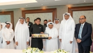 Minister of Commerce and Industry of India H E Piyush Goyal, QBA Chairman Sheikh Faisal bin Qassim Al Thani, QBA Deputy Chairman Sheikh Dr. Khalid bin Thani Al Thani, and Ambassador of India to Qatar H E Vipul with other officials during the meeting.