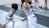 Friendly fencing match during the launch of the new season of Ladies’ Sport Night at Oxygen Park in Education City. 