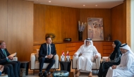Minister of Communications and Information Technology H E Mohammed bin Ali Al Mannai with Canada’s Minister of Artificial Intelligence and Digital Innovation H E Evan Solomon yesterday.