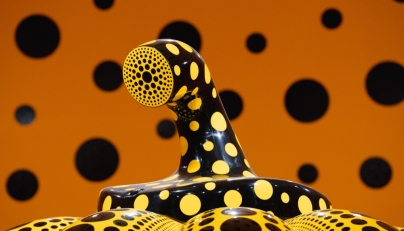 Yayoi Kusama’s monumental 'Pumpkin', on view at the Hirshhorn Museum and Sculpture Garden in 2022. (Photo by Shuran Huang/For The Washington Post)