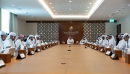 Minister of Commerce and Industry, H E Sheikh Faisal bin Thani bin Faisal Al Thani; Undersecretary of the Ministry, H E Mohammed bin Hassan Al Malki, with other officials during the meeting.