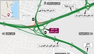 A map highlighting the closure at Bani Hajer Intersection