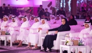 Deputy Prime Minister and Minister of State for Defence Affairs H E Sheikh Saoud bin Abdulrahman bin Hassan Al-Thani, Chairperson of the QLC Board of Directors H E Sheikha Al Mayassa bint Hamad Al-Thani, and other dignitaries at the event yesterday. 