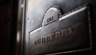 This photograph taken on September 2, 2024 shows the entrance plaque of the British fashion label Burberry outside the store in central London. Photo by HENRY NICHOLLS / AFP