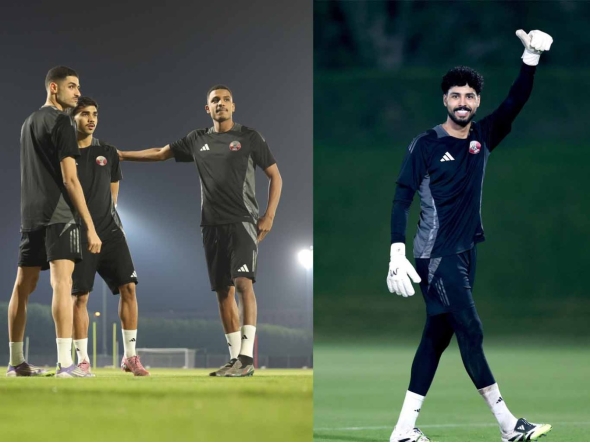 Qatar players during a training session.