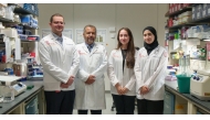 Dr. Nayef Mazloum with WCM-Q students Ubaida Al-Aani, Sama Ayoub, and Lolwa Al-Abdulghani, who completed summer research projects.