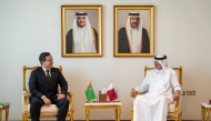 Minister of State for Foreign Trade Affairs H E Dr. Ahmed bin Mohammed Al-Sayed and Minister of Trade and Foreign Economic Relations of Turkmenistan H E Nazar Agahanov during the meeting.