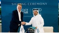 Chairman of Qatar Tourism and Board of Directors of Visit Qatar H E Saad bin Ali Al Kharji (right) during signing of the agreement.