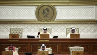 Speaker of the Shura Council H E Hassan bin Abdullah Al Ghanim chairing the council's session yesterday.