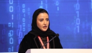 Assistant Undersecretary for Family Affairs at the Ministry of Social Development and Family H E Sheikha Sheikha bint Jassim bin Ahmed Al-Thani addressing the conference.
