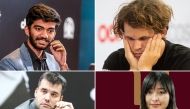 Clockwise from top left: India’s Gukesh Dommaraju, Norway's Magnus Carlsen, China's Ju Wenjun, and Ian Nepomniachtchi from Russia