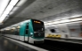 This photograph shows a subway train entering a metro station in Paris on April 1, 2024. Photo by JULIEN DE ROSA / AFP