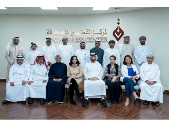 Qatar Press Centre Director General along with members of a delegation consisting of Gulf and Arab journalists at Qatar Press Centre Doha.