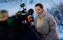 Denmark's Prime Minister Mette Frederiksen talks to the press during sunset in Nuuk, Greenland, on January 23, 2026. (Photo by Mads Claus Rasmussen / Ritzau Scanpix / AFP) 