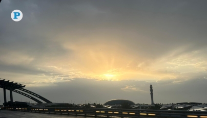 Golden hues light up the sky over Hamad International Airport as Doha wakes up to a new day. Pic by Shammas Kalathil / The Peninsula 