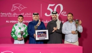 Head of QREC Racing Operations Section Rashid Saed Adiba presented the trophies to the winners Lehwaila Cup. PICS: JUHAIM/QREC