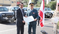 Ambassador of Qatar to Lebanon H E Sheikh Saud bin Abdulrahman Al-Thani (left) during the handover ceremony. 