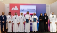 CRA President Eng. Ahmad bin Abdulla AlMuslemani (centre), Secretary General of QRDI Council Eng. Omar Ali Al Ansari (fourth right) and other officials at the signing event.
