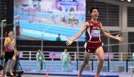 Qatar's Zakaria Elahlaami celebrates after winning 1500m final. PICS: Xinhua 
