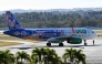 A Viva Aerobus plane plane takes taxis at Jose Marti International Airport in Havana on February 9, 2026. (Photo by YAMIL LAGE / AFP)
