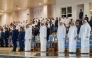 Minister of Interior and Commander of the Internal Security Force (Lekhwiya) H E Sheikh Khalifa bin Hamad bin Khalifa Al-Thani with other officials attending graduation ceremony of the diploma students at the Police Academy.