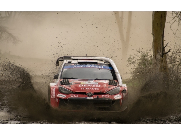 Japanese driver Katsuta Takamoto with his Irish co-driver Aaron Johnston compete on the third day of the WRC Safari Rally Kenya 2026 on the shores of Lake Elementaita in Naivasha, Nakuru County, Kenya, March 14, 2026. (Photo by Kevin Onnoka/Xinhua)