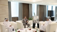 QC Chairman Sheikh Khalifa bin Jassim bin Mohamed Al Thani with Ambassador of Belgium to Qatar H E Eugene Krens in presence of QC Board Member Mohamed bin Ahmed Al Obaidli yesterday.