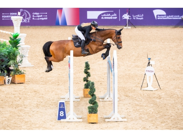 American rider Kristen Vanderveen in action riding Starbucks 27.