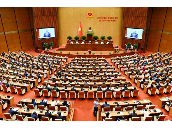 Vietnam's Communist Party general secretary To Lam speaks during the opening session of the National Assembly in Hanoi on April 6, 2026. (Photo by -STR / AFP)