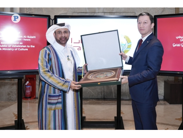 Director General of Katara Cultural Village Foundation Professor Dr. Khalid bin Ibrahim Al-Sulaiti with Ambassador of Uzbekistan H E Ashraf Khodjaev during the event. Pic: Ahmed Barakat / The Peninsula