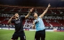 Al Sadd’s Paulo Otavio (left) and Roberto Firmino celebrate a goal during match against Al Sailiya. 
