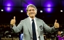 Roberto Mancini gestures after Al Sadd beat Al Hilal in the Round of 16 on Monday night. RIGHT: Al Sadd players celebrate their victory after penalty shootout. 