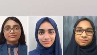 FROM LEFT: Ayesha Mohammed Nadeem Shaikh, Amina Shirin Arippettamannil, and Iman Mustafa Sange