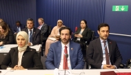 CRA President Engineer Ahmad bin Abdulla AlMuslemani (centre) and other officials at the ITU Council session in Geneva.  